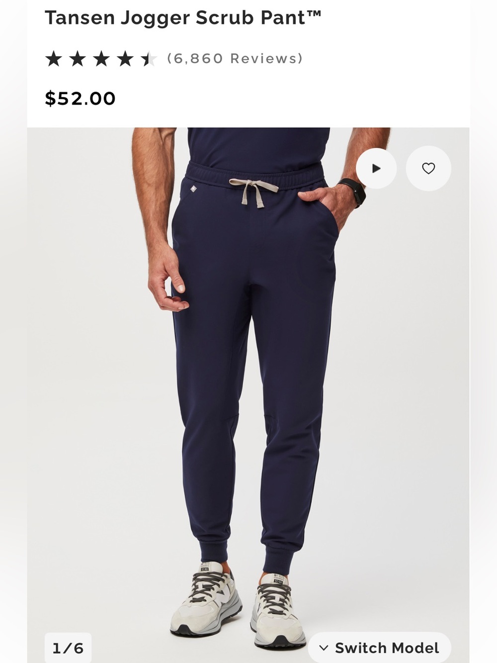 Figs Tansen Jogger Scrub Pant in Navy with Contrast Drawstring